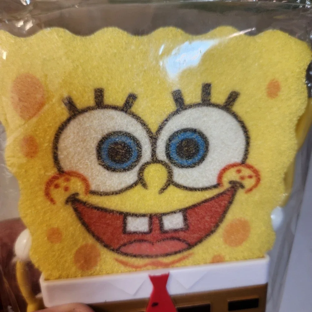 Vtg 2002 SpongeBob SquarePants Bath Sponge with Suction Cup Holder O-Cel-O 3M
